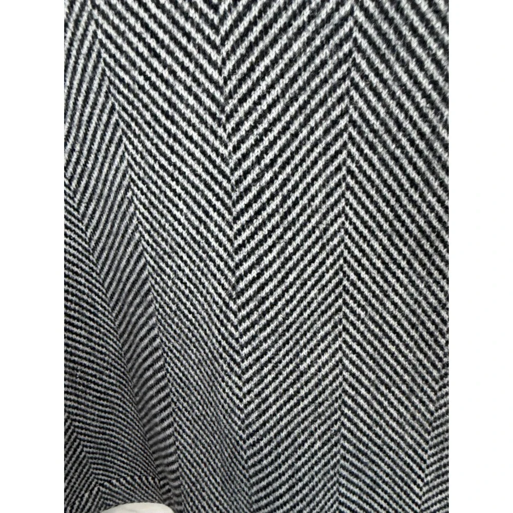 J.Crew Women Herringbone Funnel Neck Pullover Sweater Black White Fleece Lined S